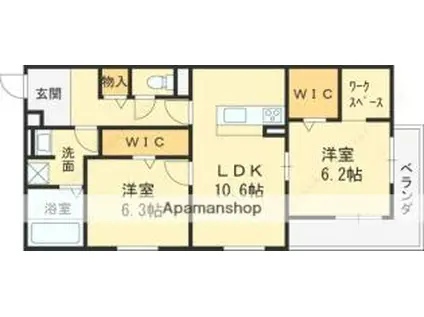 大阪市都島区網島町D-ROOM(2LDK/1階)の間取り写真