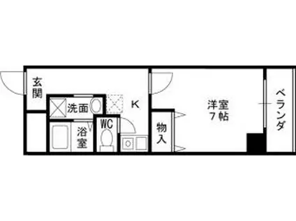 大阪メトロ谷町線 野江内代駅 徒歩6分 7階建 築16年(1K/4階)の間取り写真