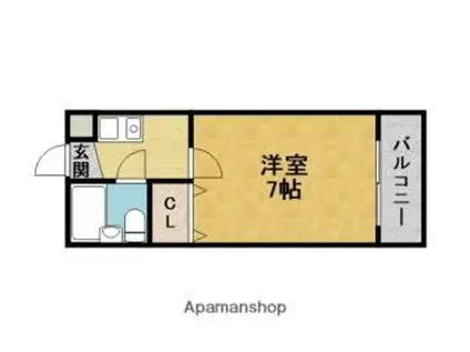 桜塚グリーンヒル(1K/4階)の間取り写真
