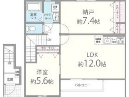 ベロクオーレ豊南(2LDK/2階)の間取り写真