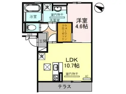 阪急京都本線 正雀駅 徒歩6分 3階建 築4年(1LDK/1階)の間取り写真