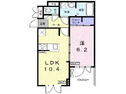 レオン パッソ(1LDK/2階)の間取り写真