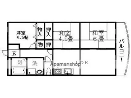 ツインフィールド壱番館(3LDK/3階)の間取り写真