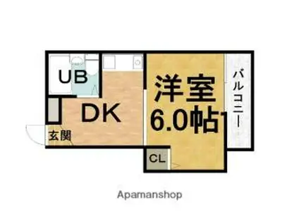 阪急宝塚本線 豊中駅 徒歩6分 3階建 築39年(1DK/3階)の間取り写真