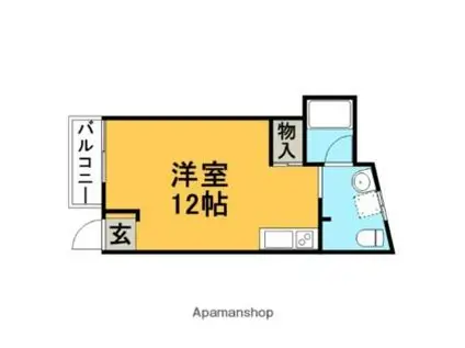 KIKI弐番館(ワンルーム/2階)の間取り写真