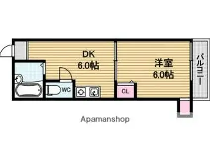 ニューライフ赤坂(1DK/5階)の間取り写真