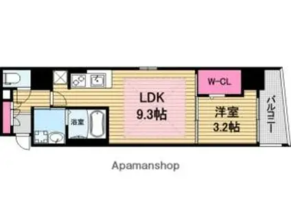 アーバネックス真田山(1LDK/3階)の間取り写真