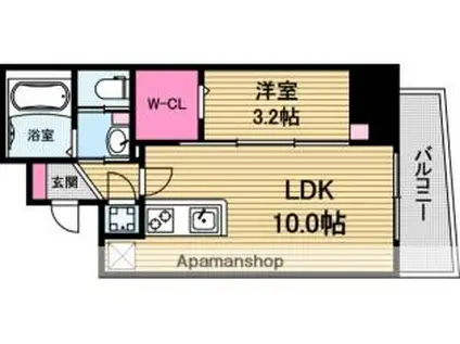 セレニテ堺筋本町プリエ(1LDK/6階)の間取り写真