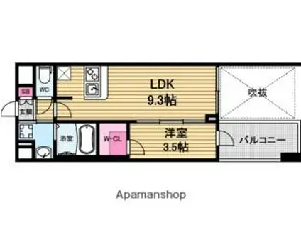 プレサンス堺筋本町ディスティニー(1LDK/15階)の間取り写真