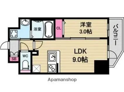 エステムコート堺筋本町(1LDK/13階)の間取り写真