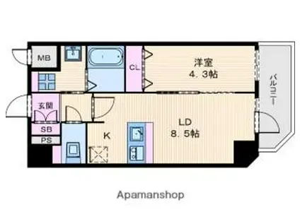 プレサンス心斎橋ルティア(1LDK/12階)の間取り写真