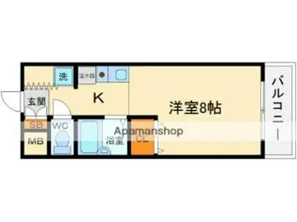 大阪モノレール彩都線 豊川駅(大阪) 徒歩11分 4階建 築27年(1K/3階)の間取り写真