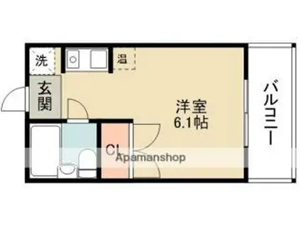 大阪モノレール彩都線 豊川駅(大阪) 徒歩7分 2階建 築32年(ワンルーム/2階)の間取り写真