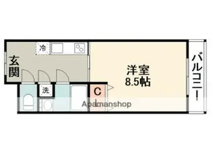 阪急千里線 北千里駅 徒歩16分 4階建 築13年(1DK/2階)の間取り写真