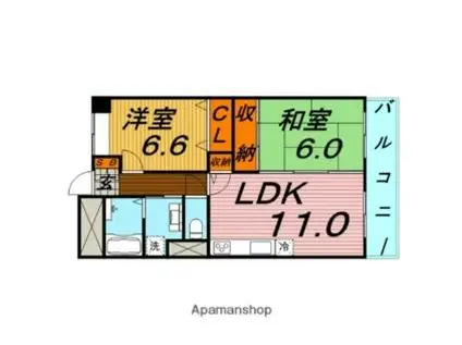 サンシャイン鶴見緑地(2LDK/12階)の間取り写真