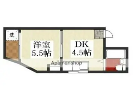 サンコーポ東中島(1DK/4階)の間取り写真