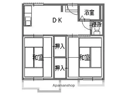ドエルみなもとA(2DK/2階)の間取り写真