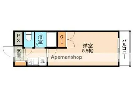 阪急千里線 北千里駅 バス乗車時間：10分 小野原西バス停で下車 徒歩1分 4階建 築27年(1K/4階)の間取り写真