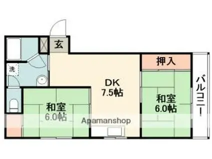 西川マンション(2DK/3階)の間取り写真
