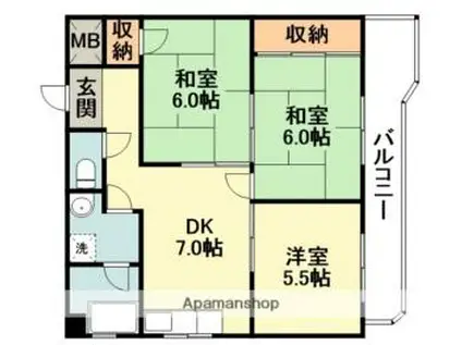 サンシャトー山本(3DK/3階)の間取り写真