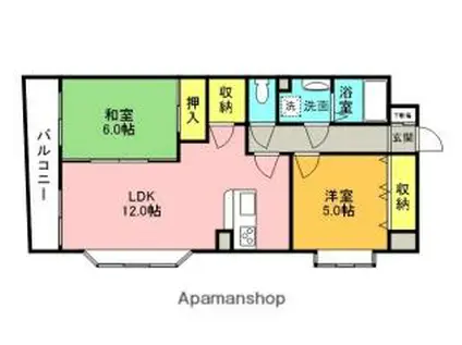 ミレア武庫之荘(2LDK/3階)の間取り写真