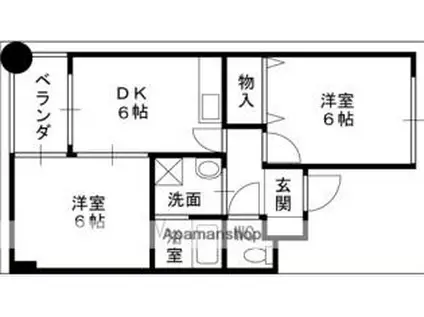 MIZUKI武庫之荘(2DK/2階)の間取り写真