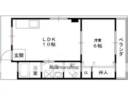 丸永マンション(1LDK/1階)の間取り写真