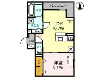 D-ROOM武庫之荘(1LDK/3階)の間取り写真