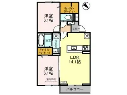 シャルール メゾン(2LDK/2階)の間取り写真