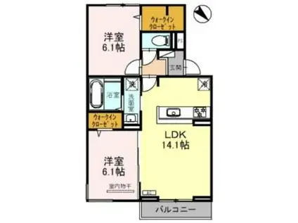 シャルール メゾン(2LDK/2階)の間取り写真