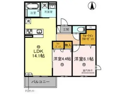 M&R AIKI(2LDK/3階)の間取り写真