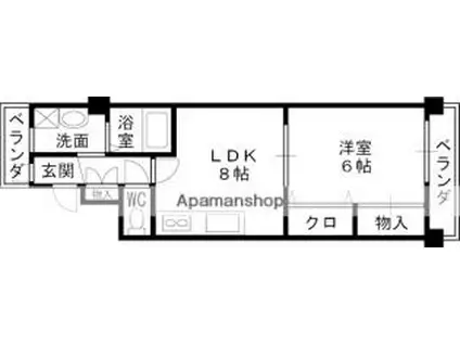 第二中村マンション(1LDK/5階)の間取り写真
