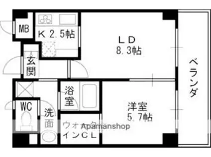 アウローラ武庫之荘(1LDK/6階)の間取り写真