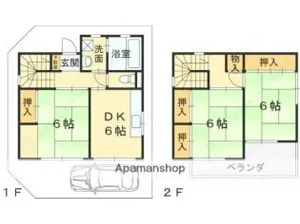 阪急今津線 門戸厄神駅 徒歩9分 2階建 築53年(4DK)の間取り写真