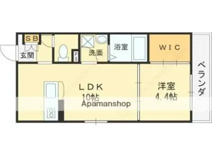 近鉄大阪線 弥刀駅 徒歩1分 4階建 築1年(1LDK/3階)の間取り写真