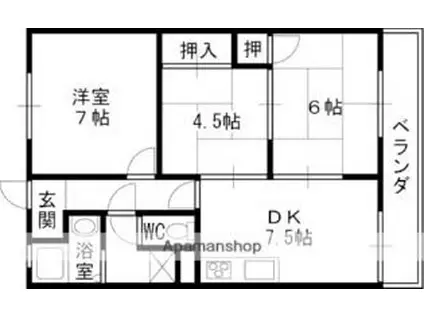 上甲東園マンション(3DK/3階)の間取り写真