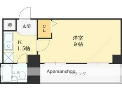 ヤマニシビル(1K/6階)の間取り写真