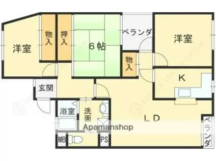 JR東海道・山陽本線 甲子園口駅 徒歩8分 3階建 築45年(3LDK/3階)の間取り写真