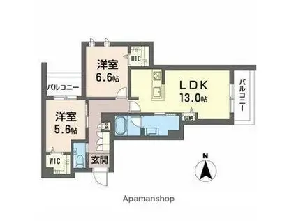 阪急今津線 甲東園駅 徒歩6分 3階建 新築(2LDK/2階)の間取り写真