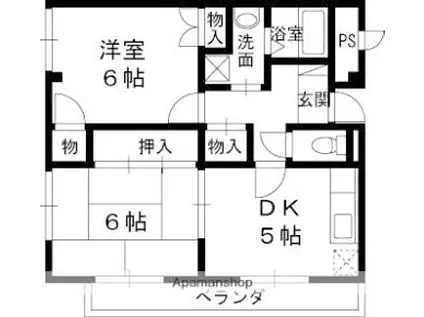 マンションOMOYA(2DK/3階)の間取り写真