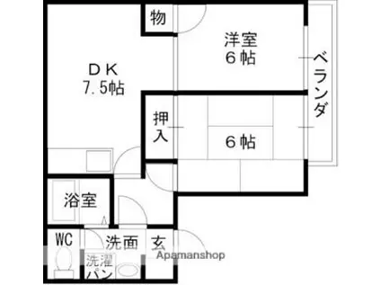 JR東海道・山陽本線 西宮駅(ＪＲ) 徒歩8分 2階建 築29年(2DK/1階)の間取り写真