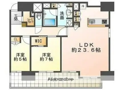 姫路ザ・レジデンス(2LDK/7階)の間取り写真