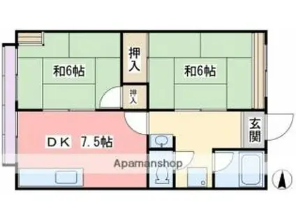 コーポ澤田(2DK/2階)の間取り写真