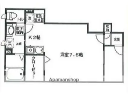 ルシエール姫路(ワンルーム/1階)の間取り写真