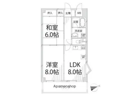 青山NKマンション(2LDK/2階)の間取り写真
