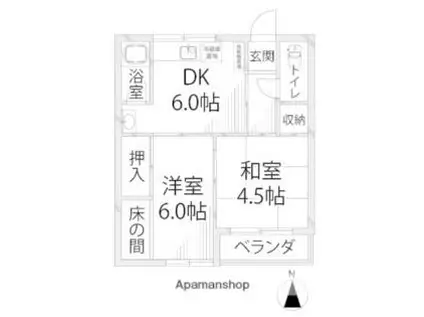 ビレッジ田寺(2DK/1階)の間取り写真