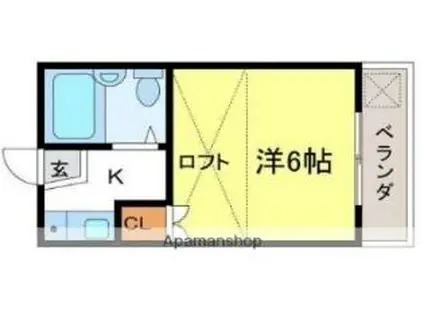 メゾン・ド・KY西飾磨(1K/2階)の間取り写真