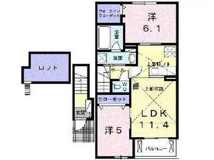 プリムローズ(2LDK/2階)の間取り写真