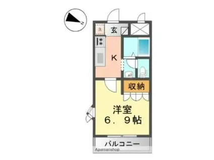レジェンドール西ノ京(1K/2階)の間取り写真