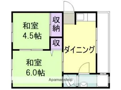 JR和歌山線 岩出駅 徒歩4分 4階建 築54年(2K/3階)の間取り写真
